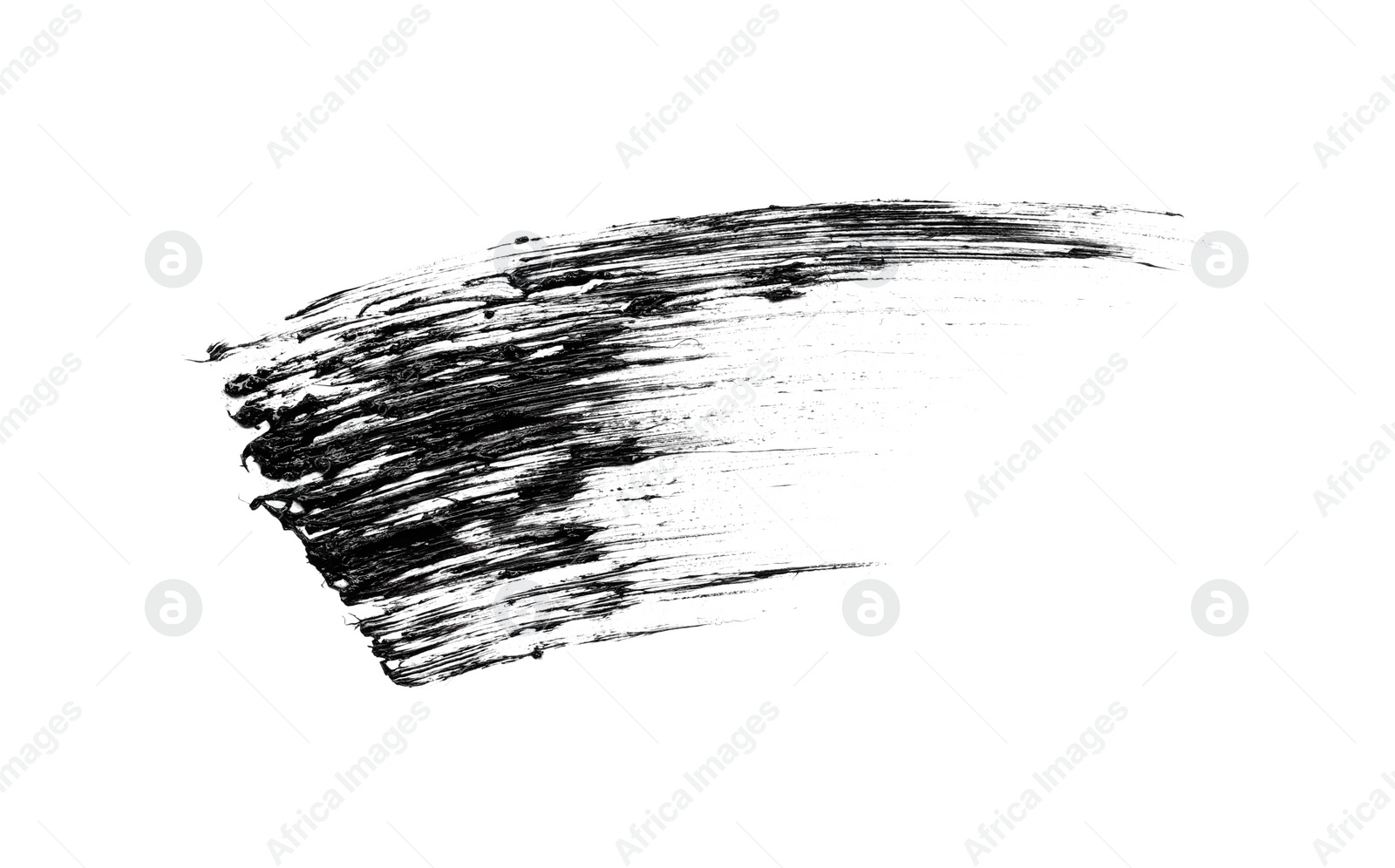 Photo of Smear of black mascara isolated on white, top view