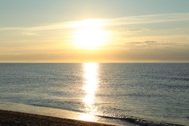 Picturesque view of beautiful sea at sunset. Summer vacation