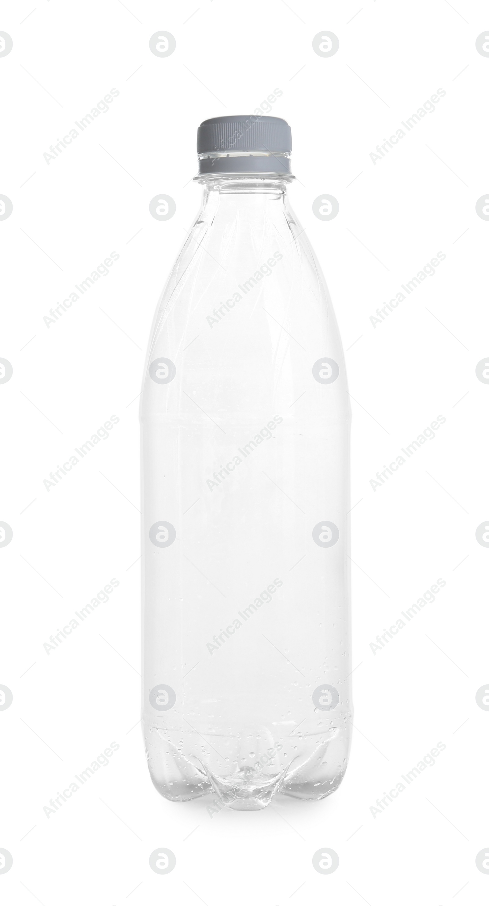 Photo of Empty bottle isolated on white. Plastic recycling