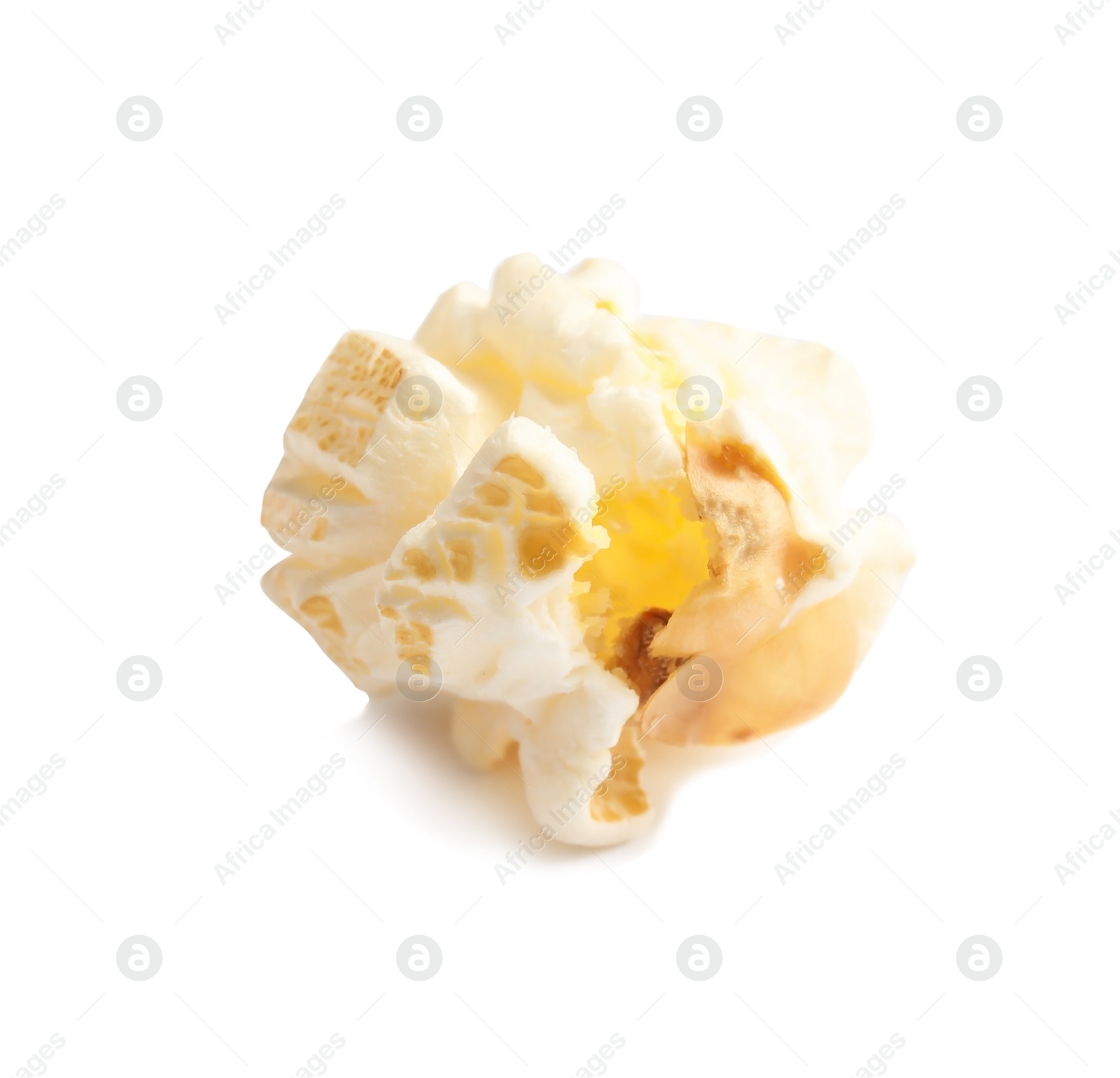 Photo of Tasty fresh popcorn on white background, closeup