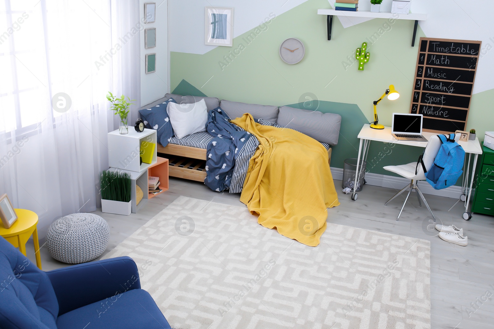 Photo of Modern child room interior with comfortable bed