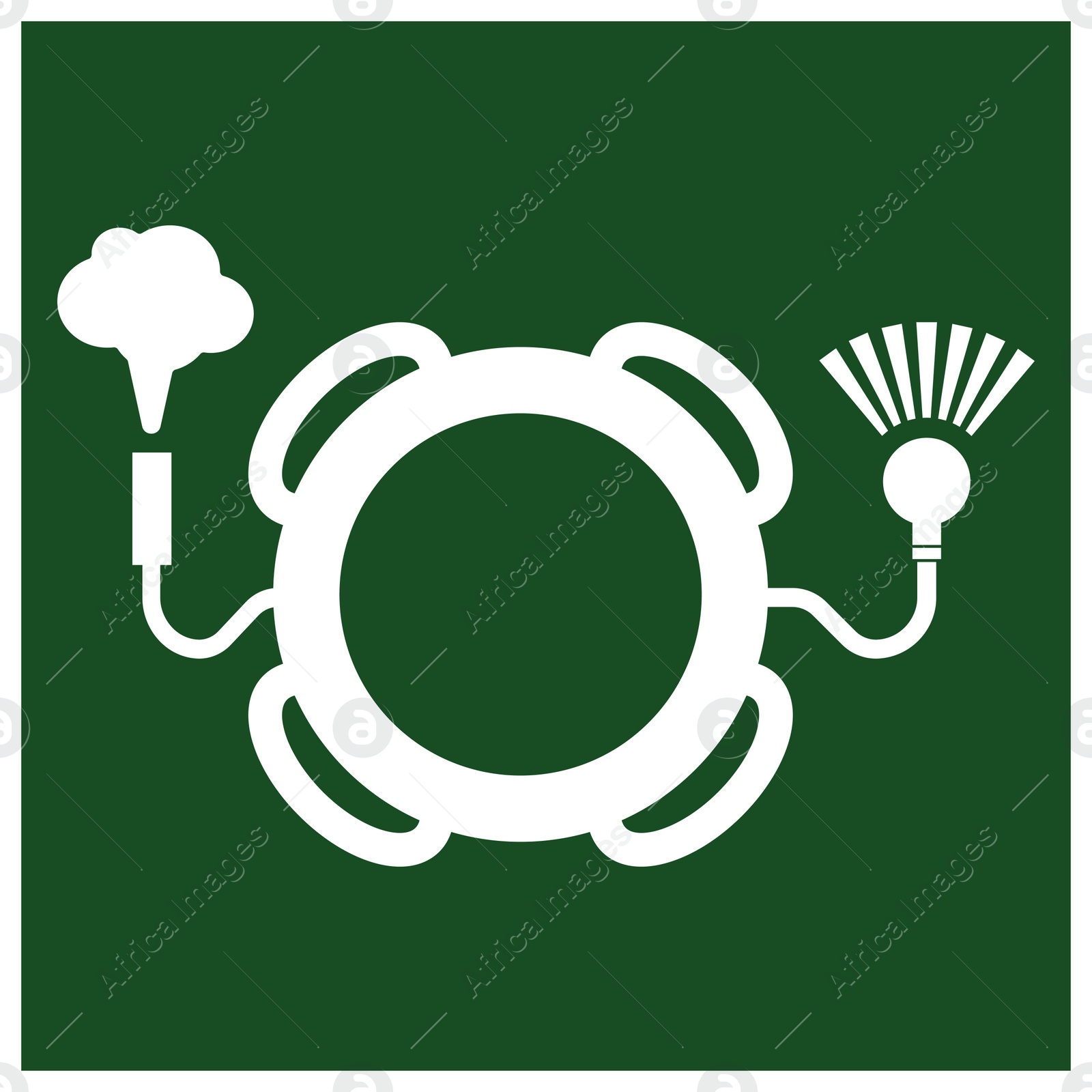 Image of International Maritime Organization (IMO) sign, illustration. Lifebuoy with light and smoke