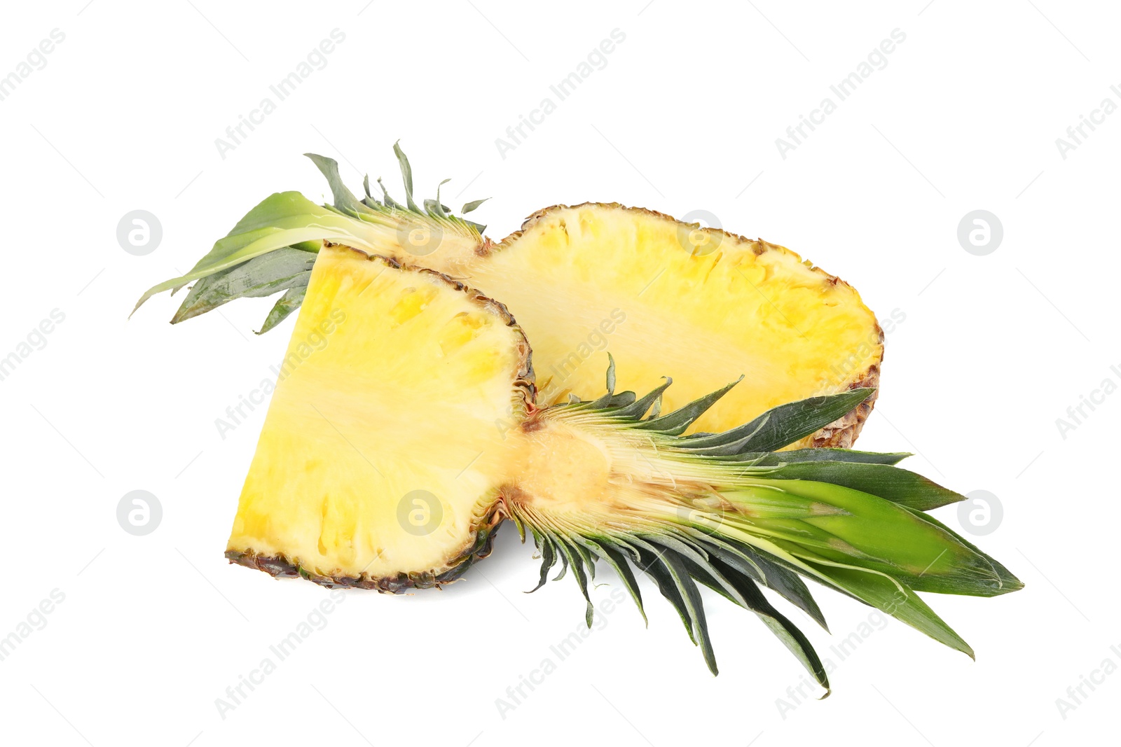 Photo of Delicious cut ripe pineapple isolated on white