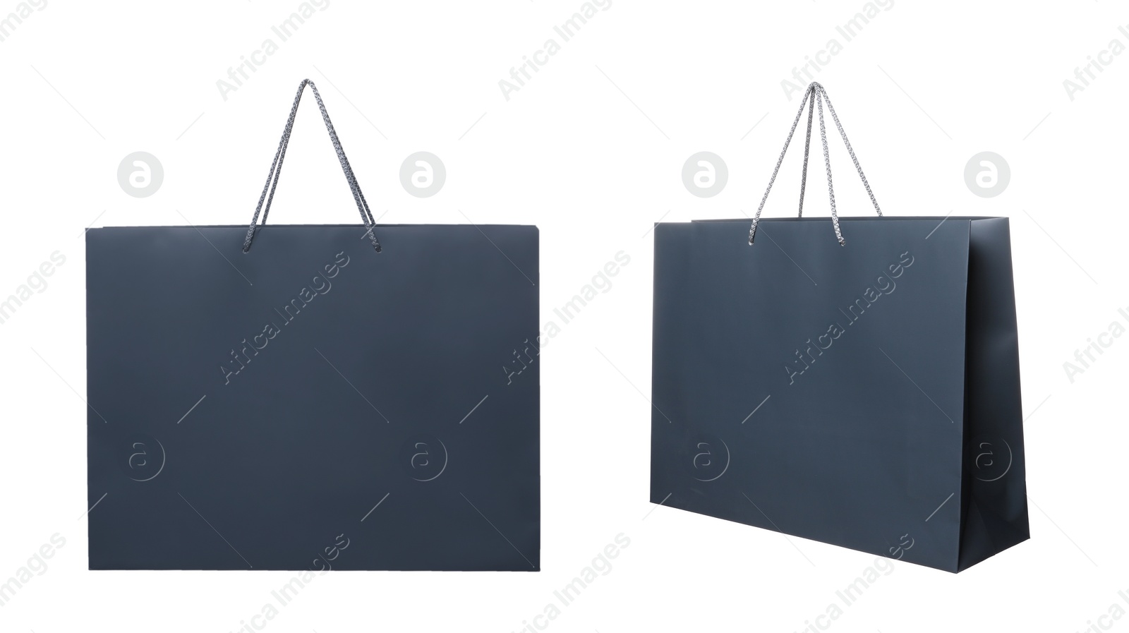 Image of Black shopping bag isolated on white, different sides