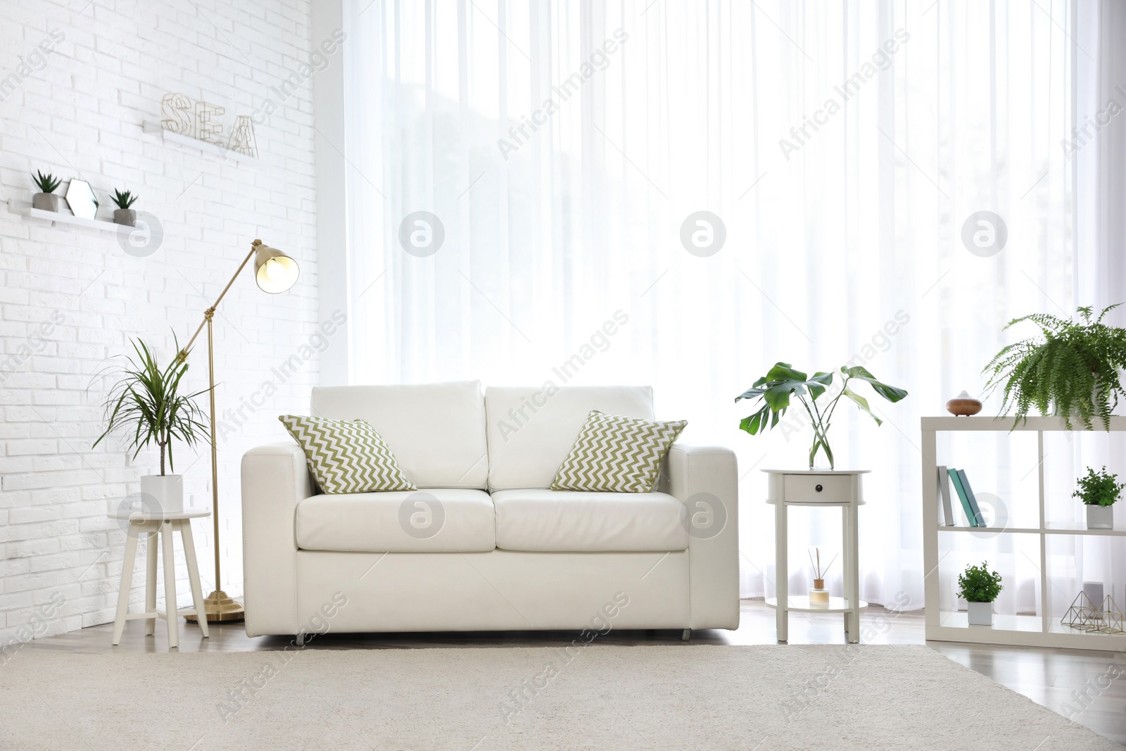 Photo of Stylish room interior with green home plants