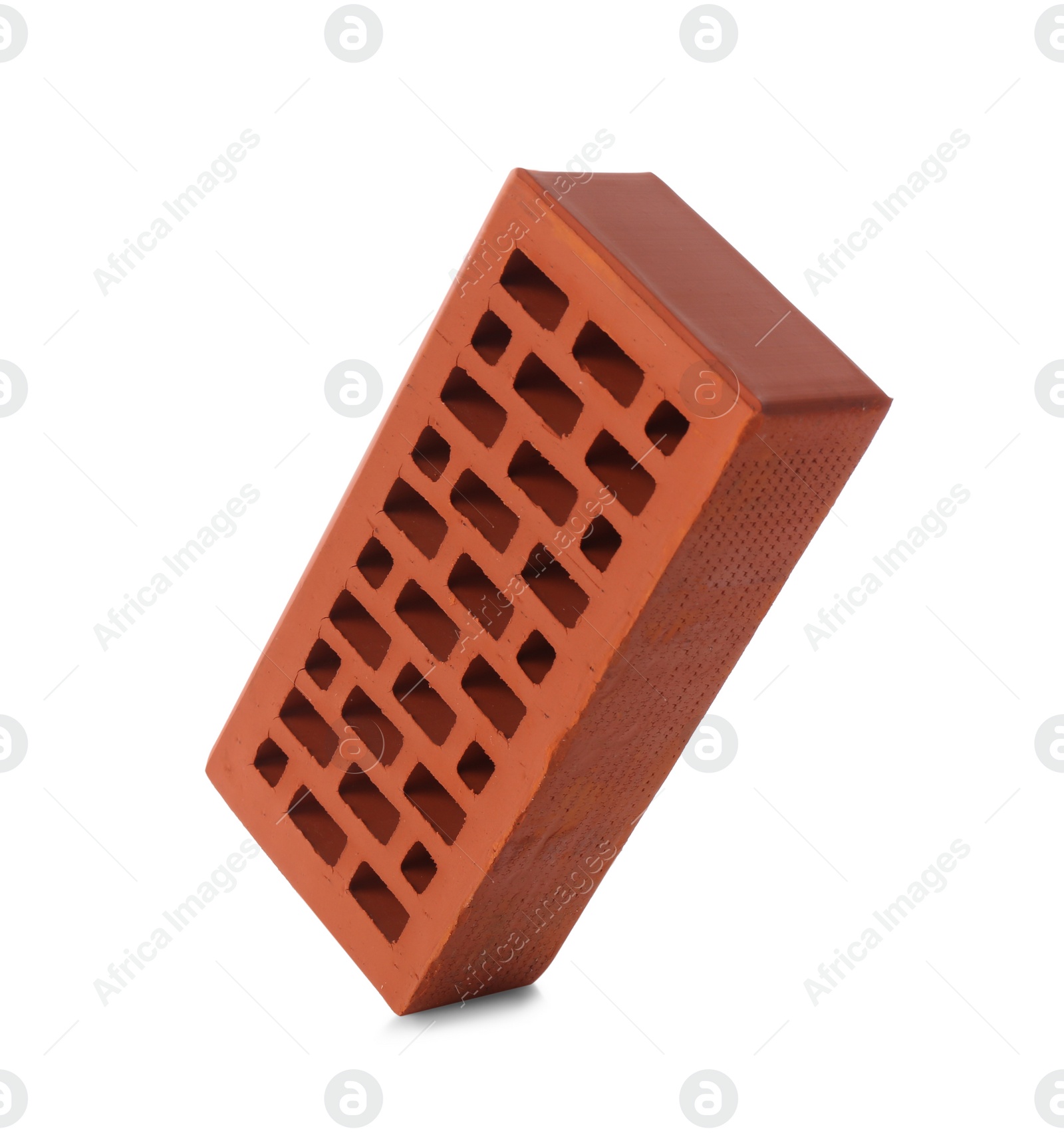 Photo of One red brick isolated on white. Building material