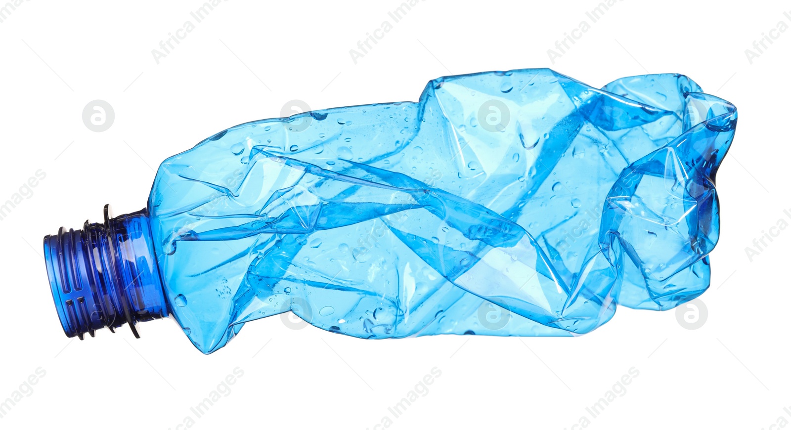 Photo of Crumpled disposable plastic bottle isolated on white