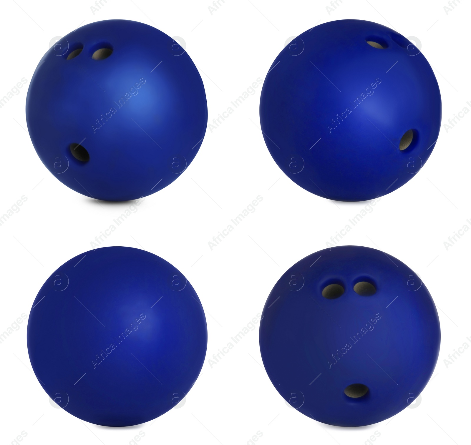 Image of Set of bright bowling balls on white background
