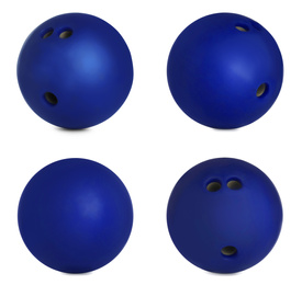 Image of Set of bright bowling balls on white background