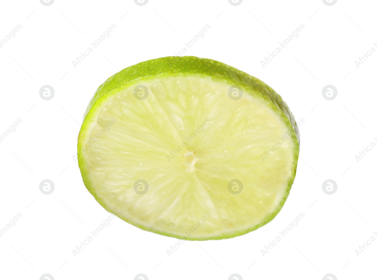 Photo of Cut fresh juicy lime on white background