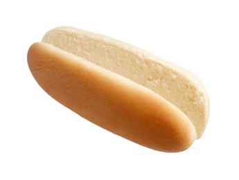 Tasty hot dog bun isolated on white