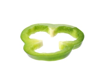 Photo of Ring of fresh green bell pepper on white background