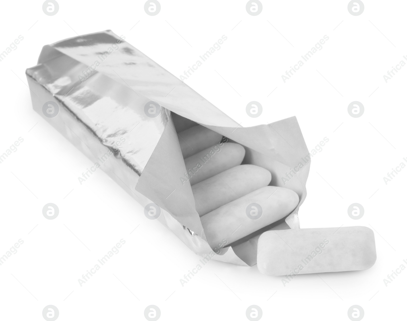 Photo of Pack with chewing gums on white background