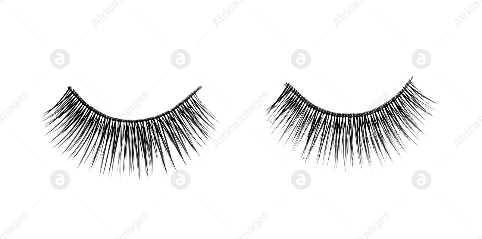 Photo of False eyelashes on white background