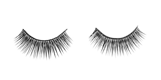 Photo of False eyelashes on white background