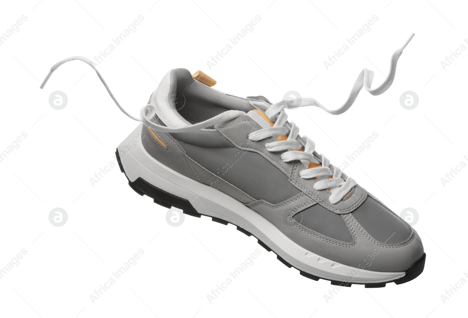 Photo of One stylish new sneaker isolated on white