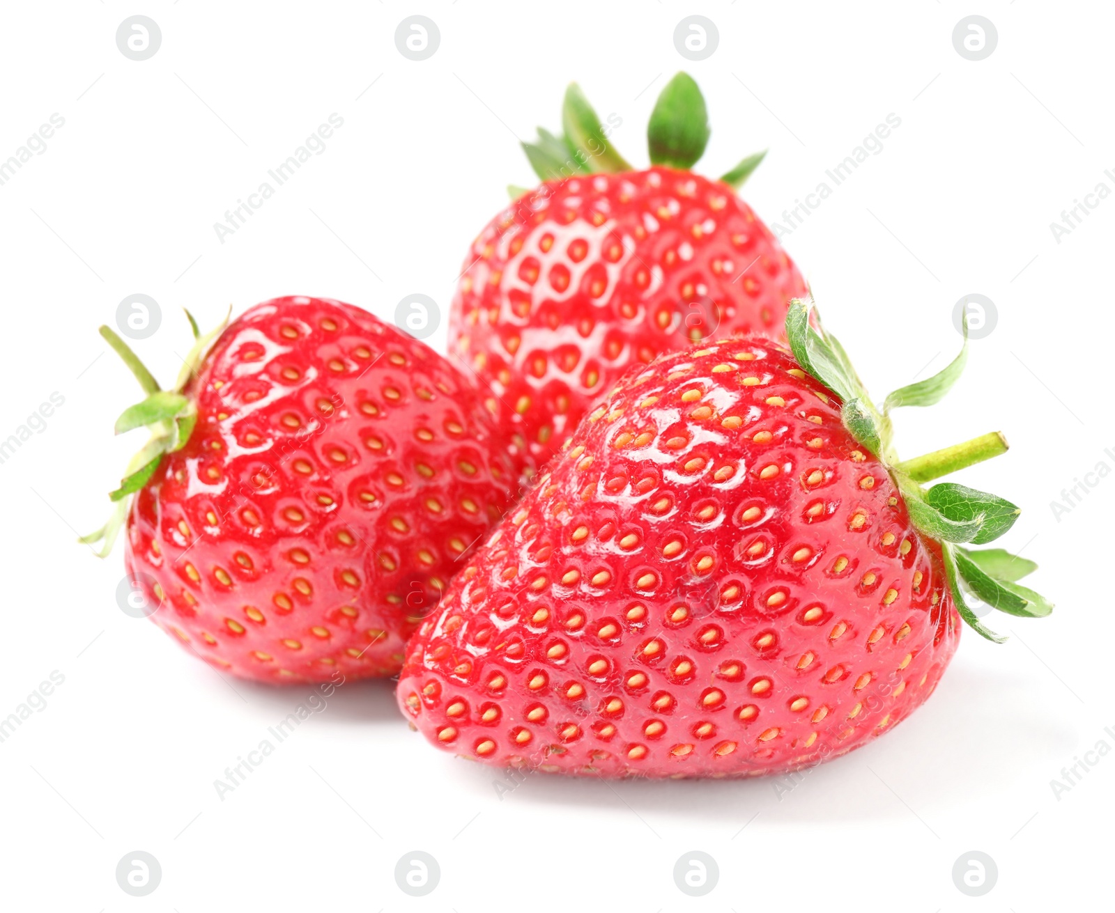 Photo of Delicious fresh red strawberries on white background