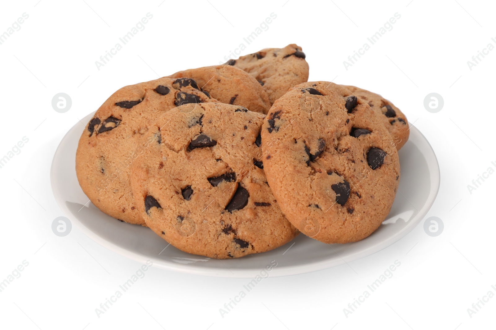 Photo of Delicious chocolate chip cookies isolated on white