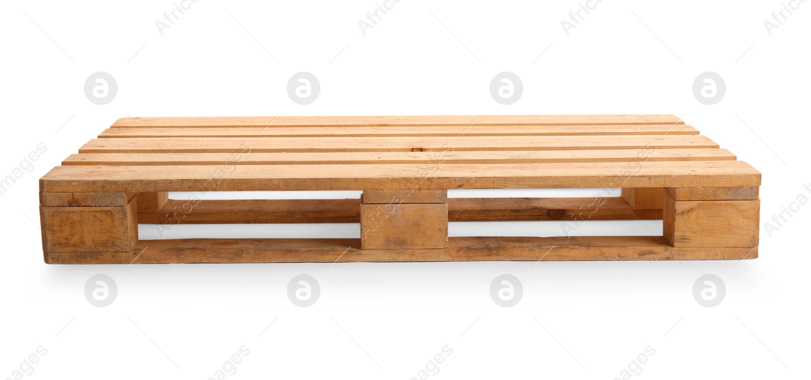 Photo of Wooden pallet isolated on white. Transportation and storage