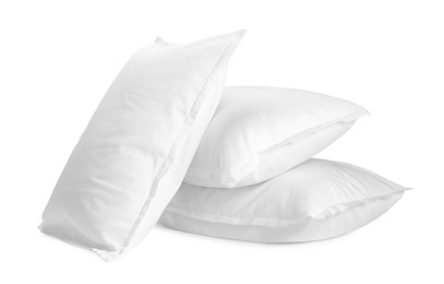 Photo of Many new soft pillows isolated on white