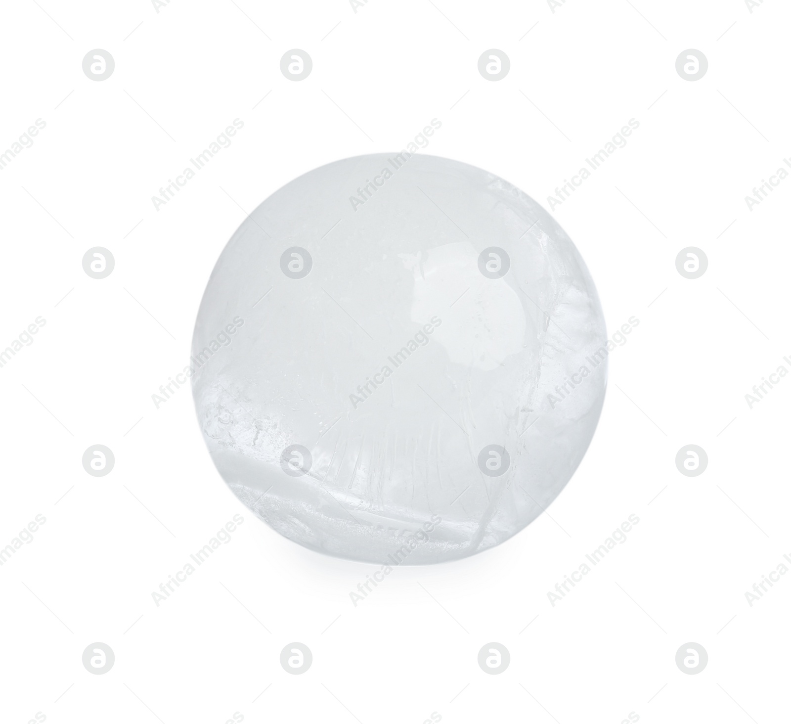 Photo of One frozen ice ball isolated on white