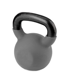 One metal kettlebell isolated on white. Sports equipment
