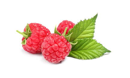 Photo of Delicious fresh ripe raspberries isolated on white