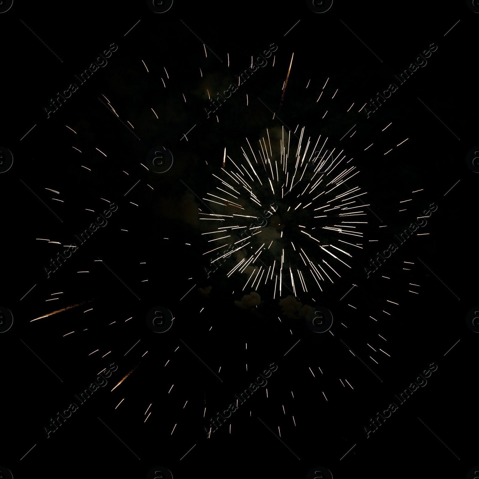 Image of Beautiful bright fireworks lighting up night sky