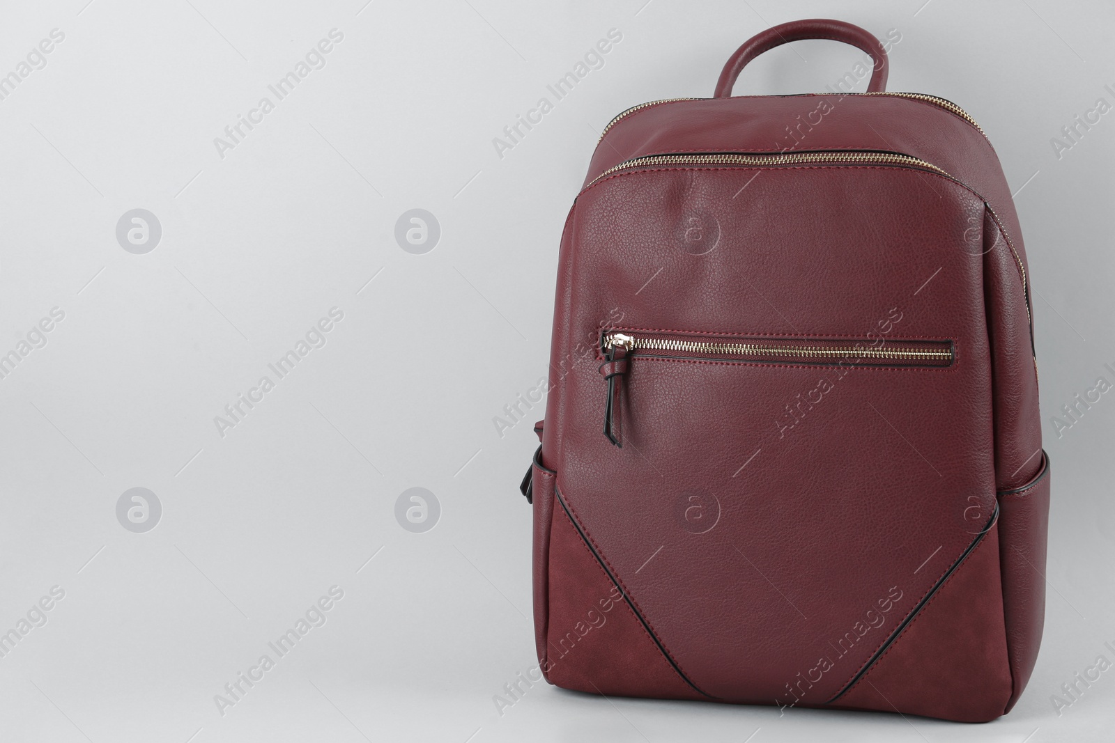 Photo of Stylish leather urban backpack on white background