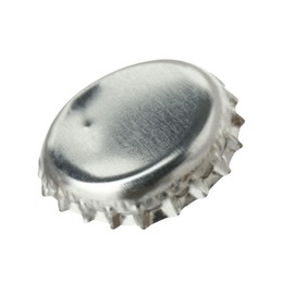 Photo of One silver beer bottle cap isolated on white