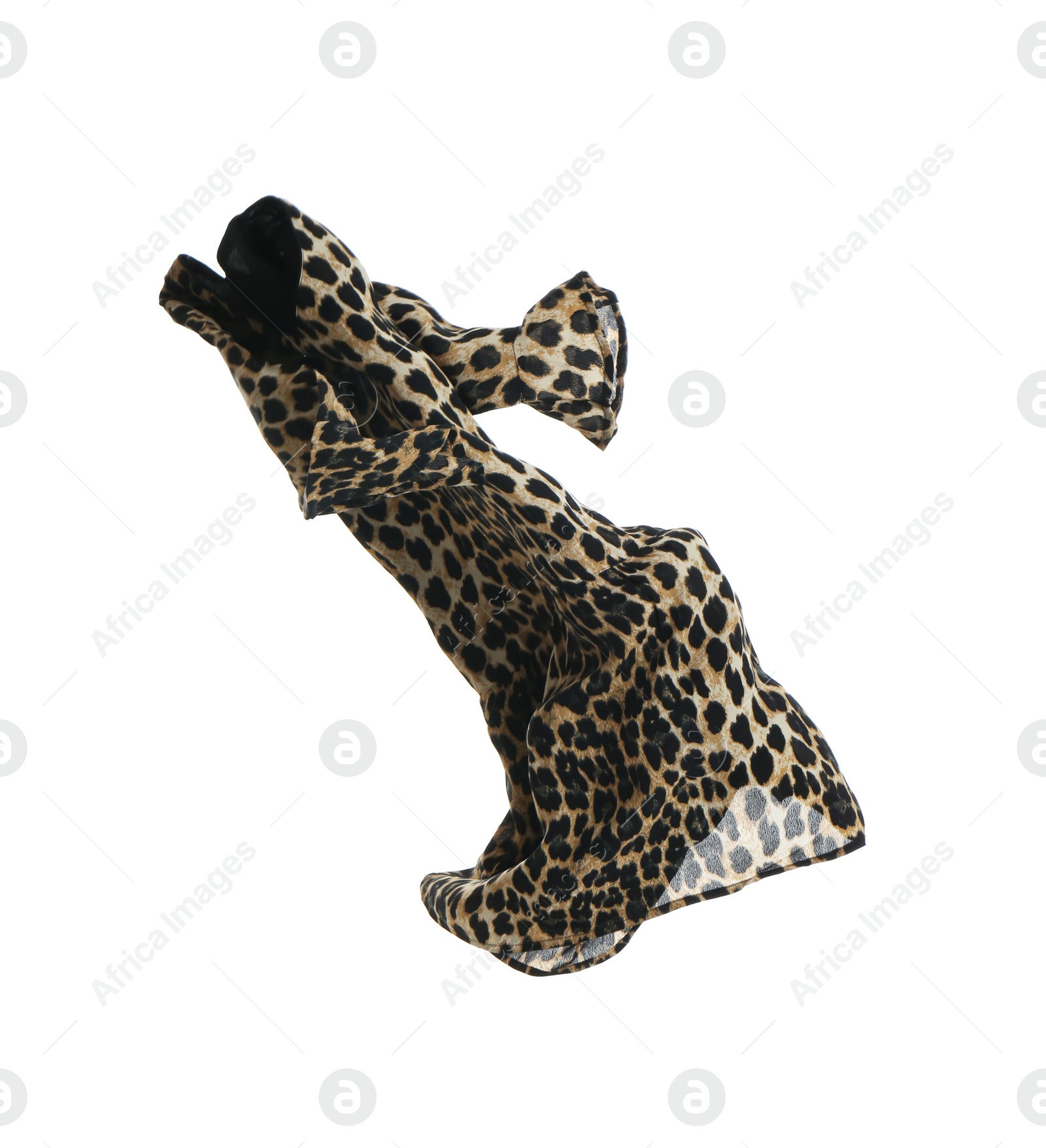 Photo of Leopard print dress isolated on white. Stylish clothes