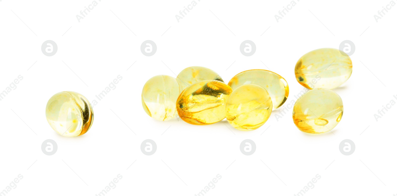 Photo of Vitamin capsules isolated on white. Health supplement