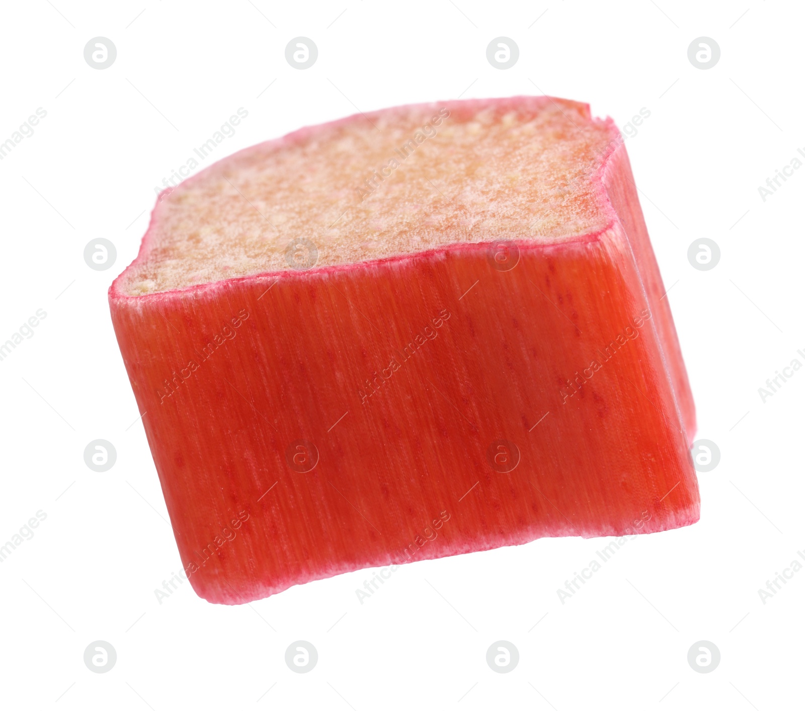 Photo of One piece of fresh ripe rhubarb isolated on white