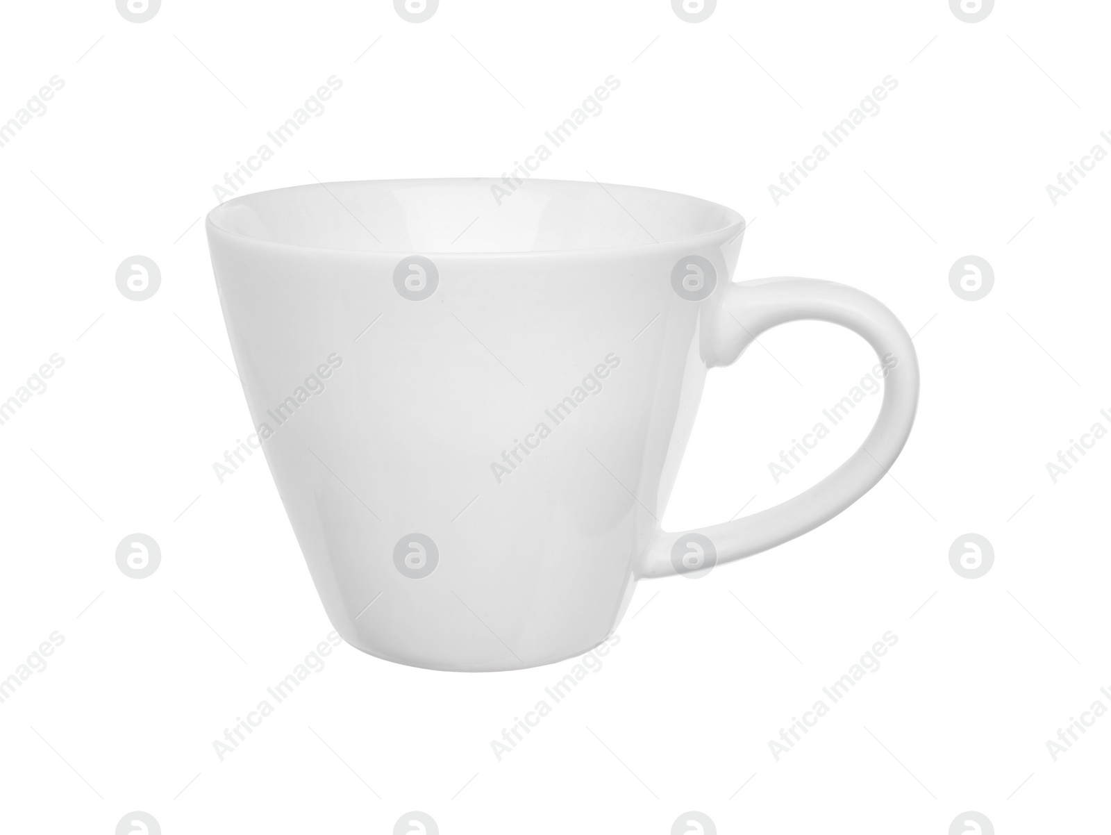 Photo of Ceramic cup isolated on white. Cooking utensil