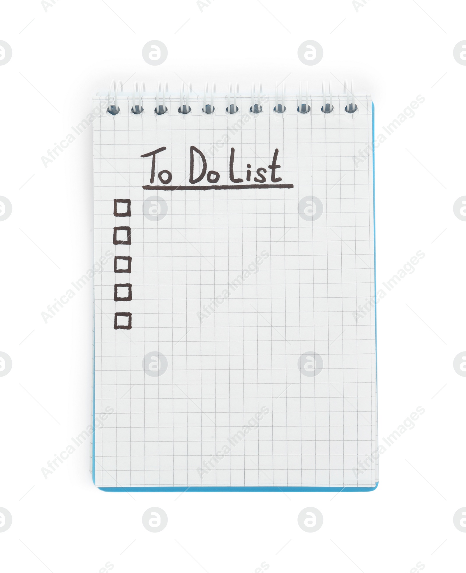 Photo of Notepad with unfilled To Do list and checkboxes on white table