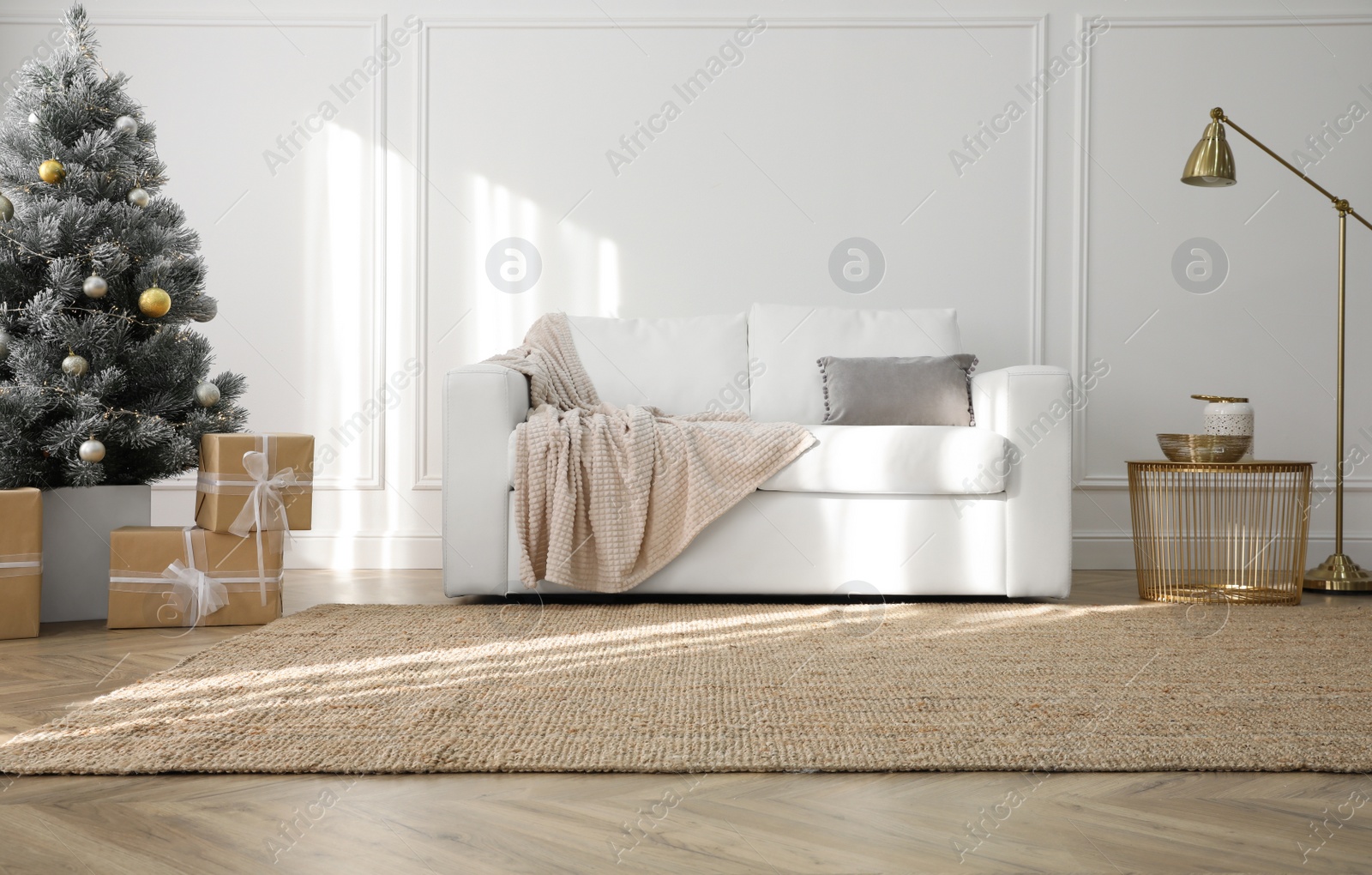 Photo of Living room interior with beautiful Christmas tree