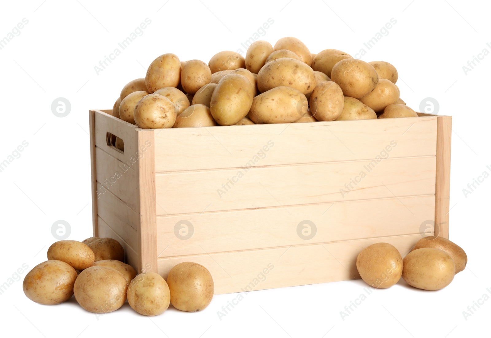 Photo of Raw fresh organic potatoes on white background