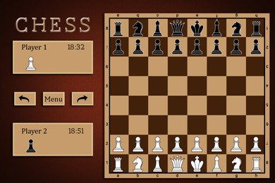 Illustration of  chessboard with pieces. Online game