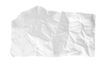 Photo of Piece of crumpled paper isolated on white. Space for text