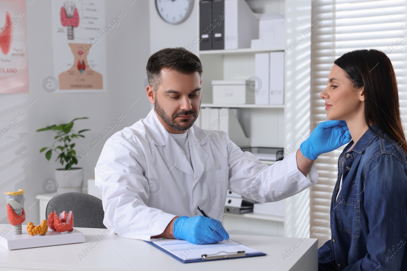 Photo of Woman having appointment with endocrinologist at hospital