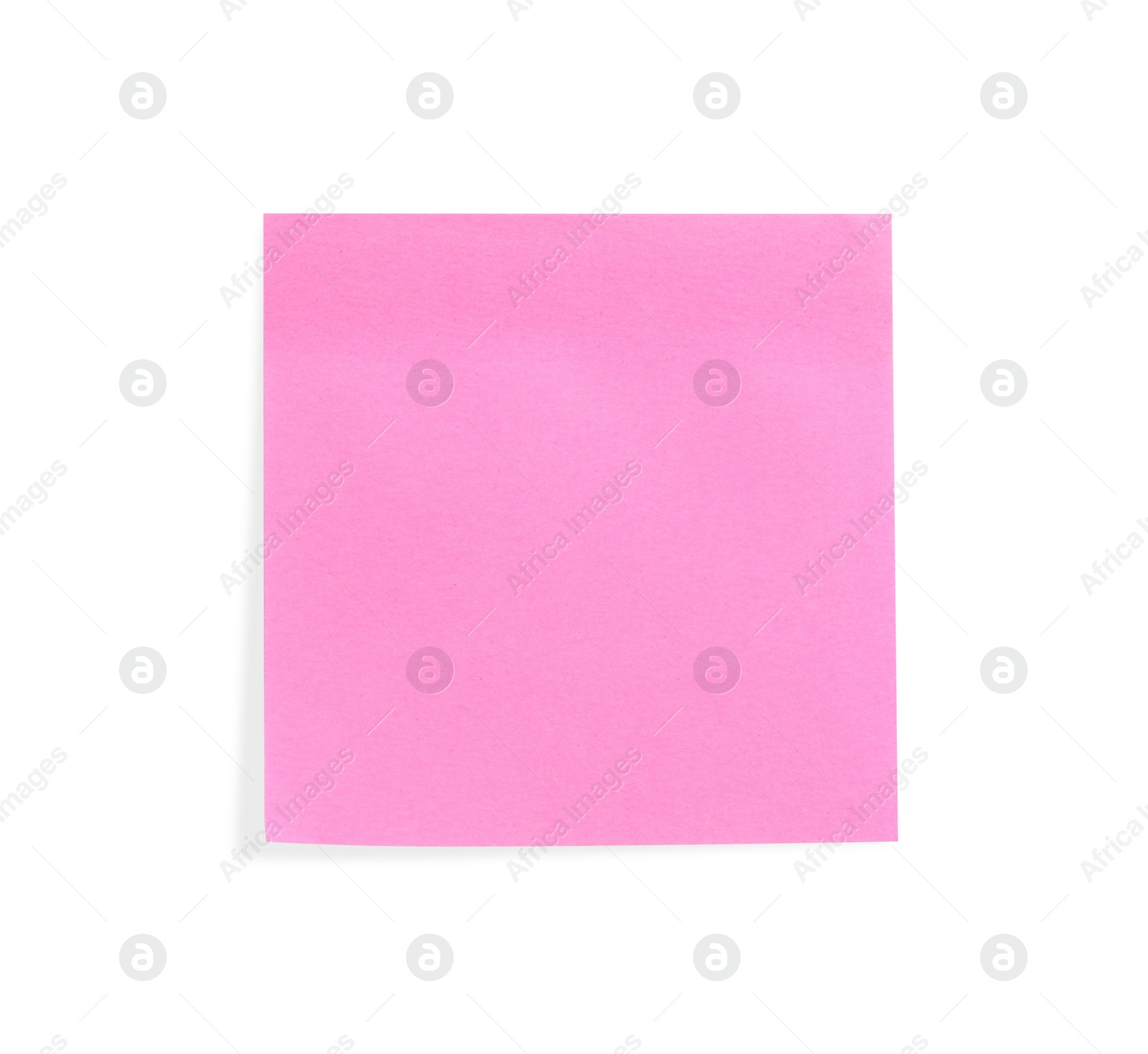 Photo of Blank pink sticky note on white background, top view