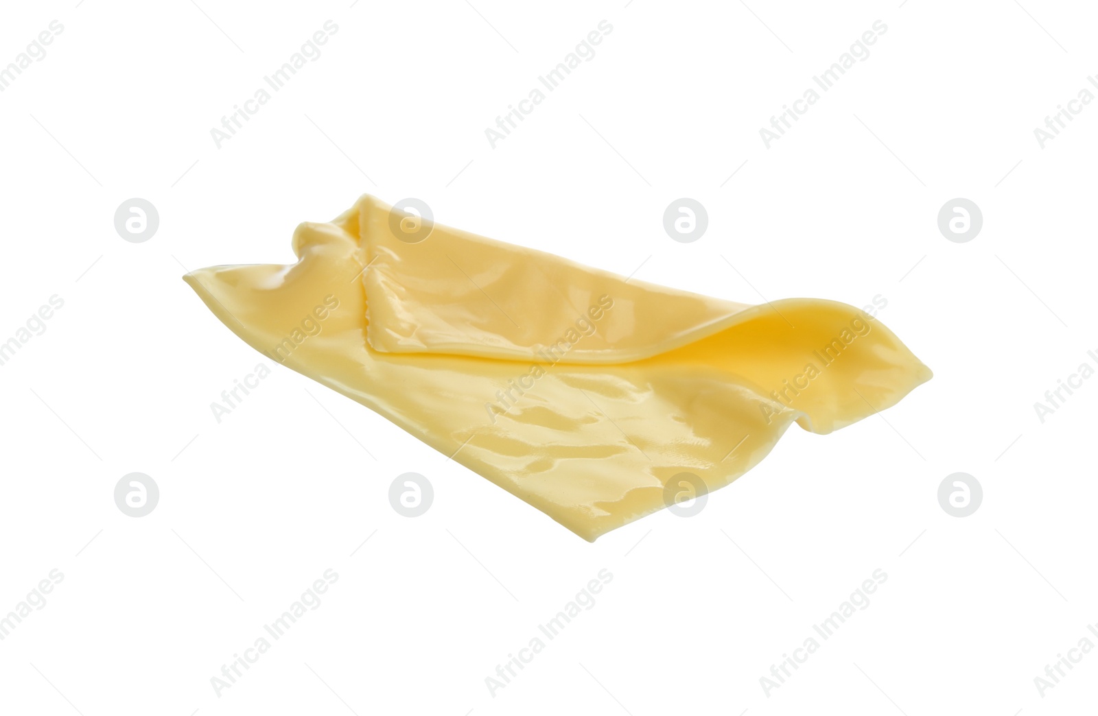 Photo of Slice of tasty cheese isolated on white