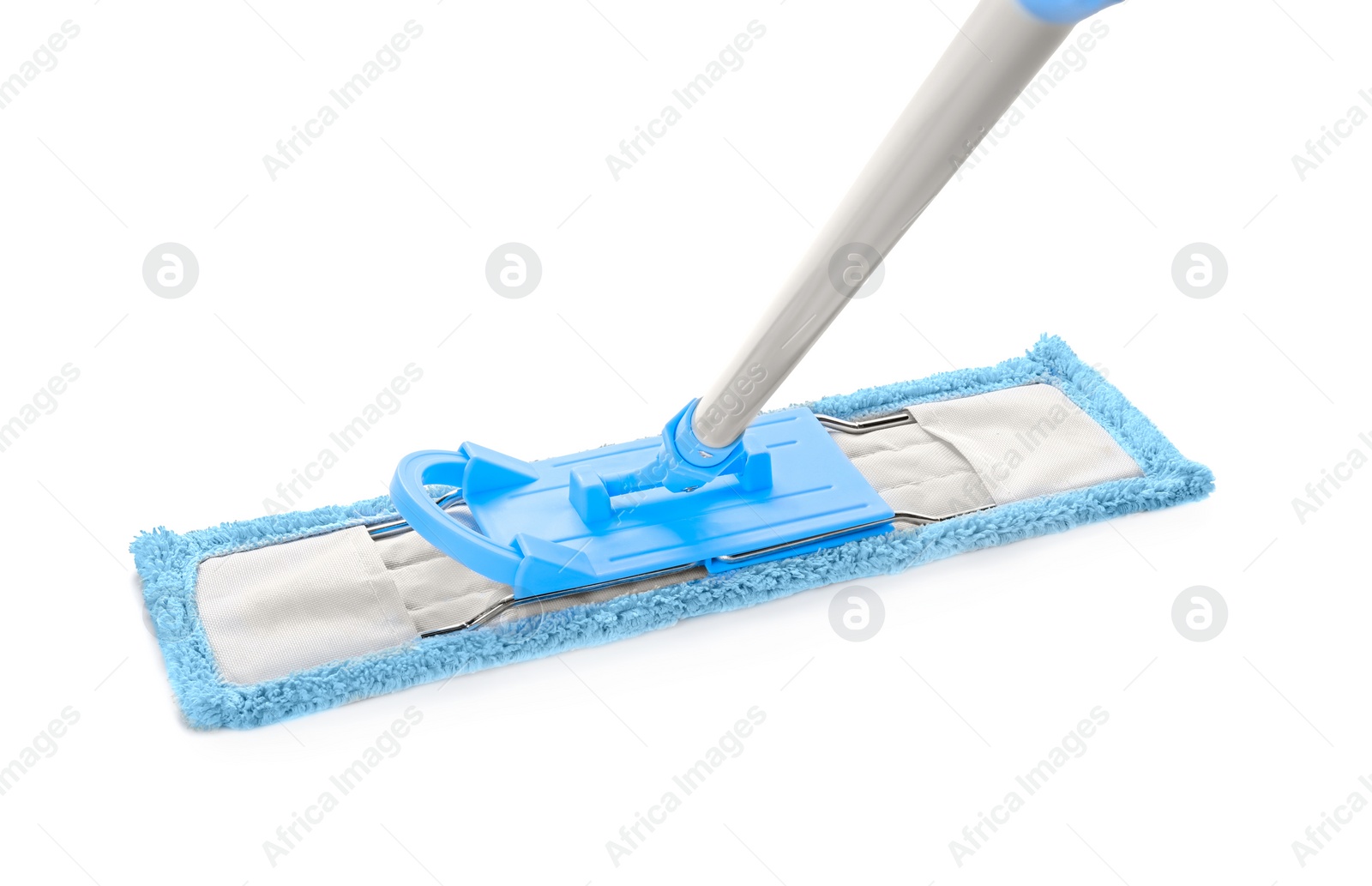 Photo of One flat mop isolated on white. Cleaning tool