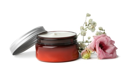 Photo of Jar of body cream on white background