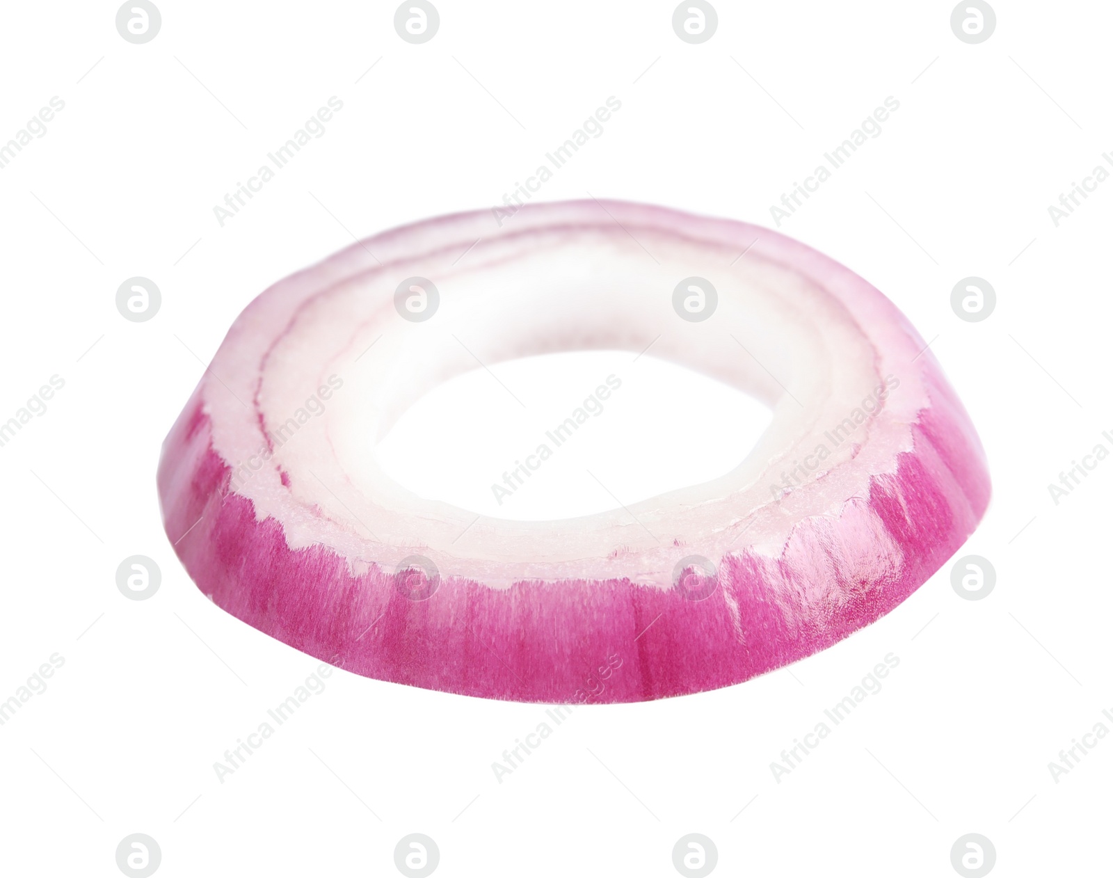 Photo of Sliced red onion ring on white background