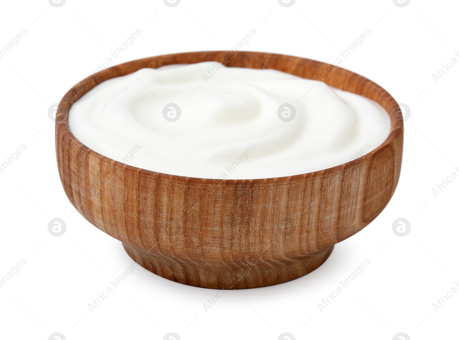 Photo of Delicious natural yogurt in bowl isolated on white