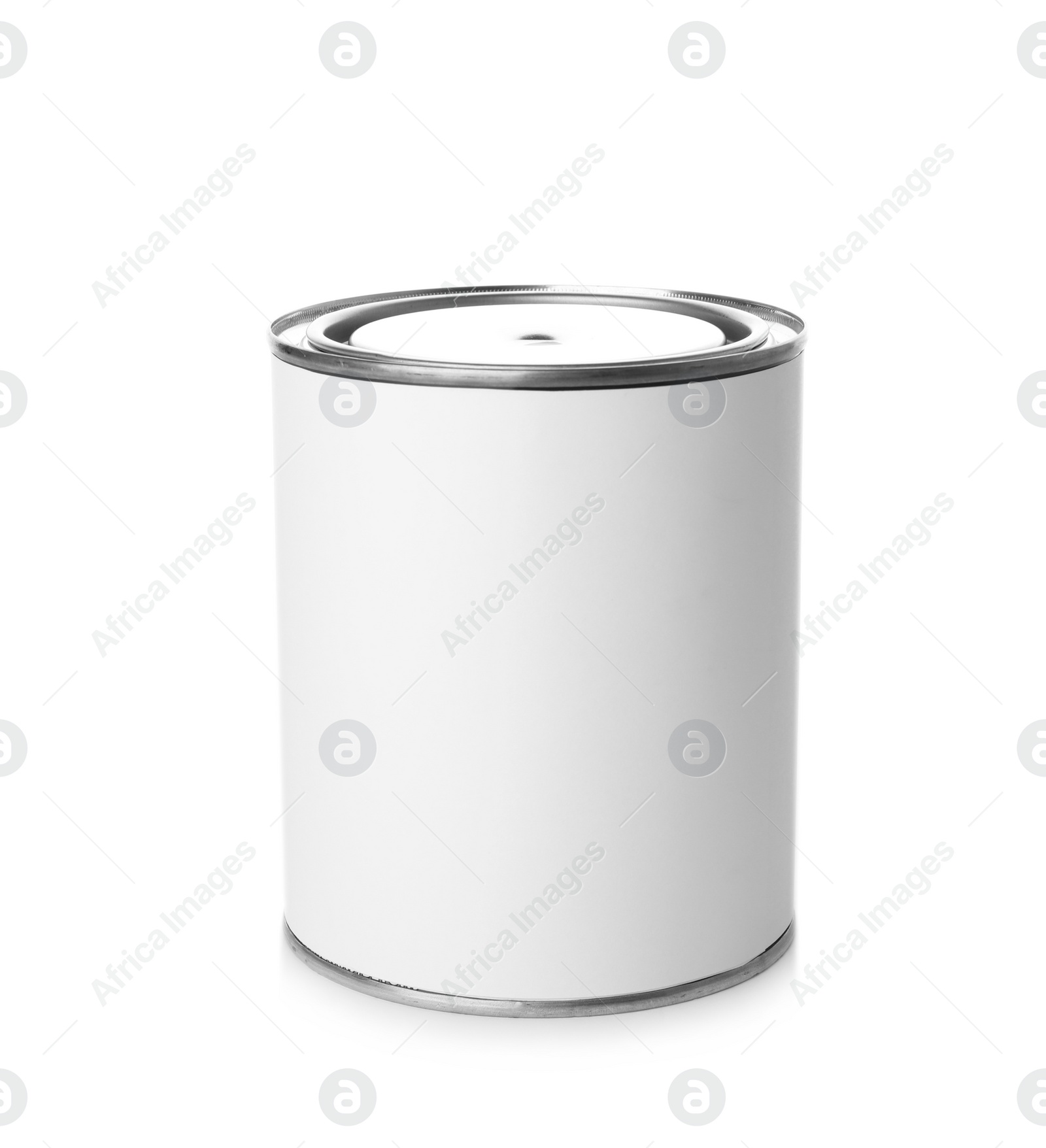 Photo of Paint can on white background. Mockup for design