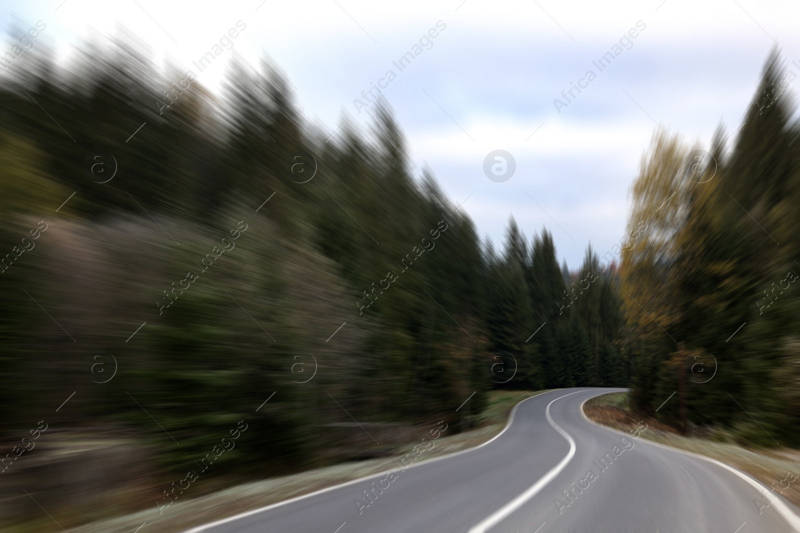 Image of Asphalt country road without transport, motion blur effect