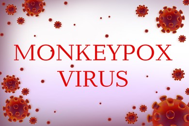 Illustration of Abstract illustration of monkeypox virus on color background. Dangerous disease