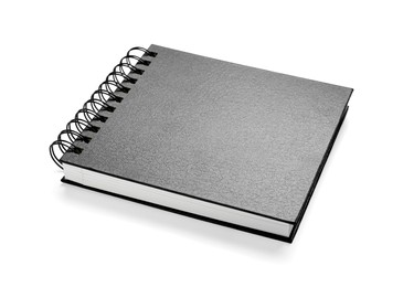 One notebook with black cover isolated on white